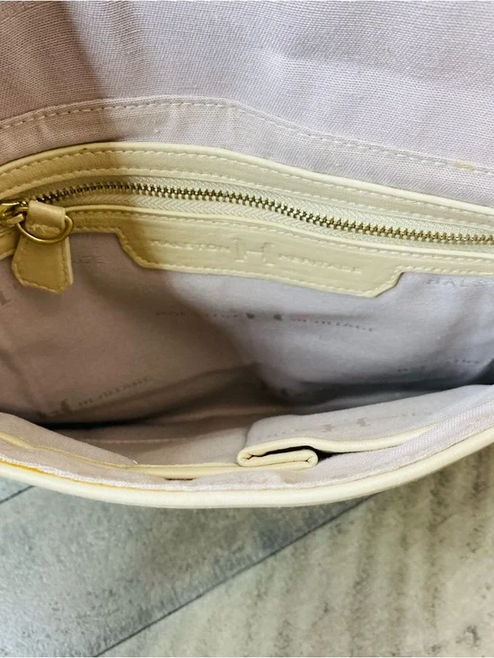 Halston Heritage Leather Envelope Clutch Large Cream Color - Picture 8 of 8